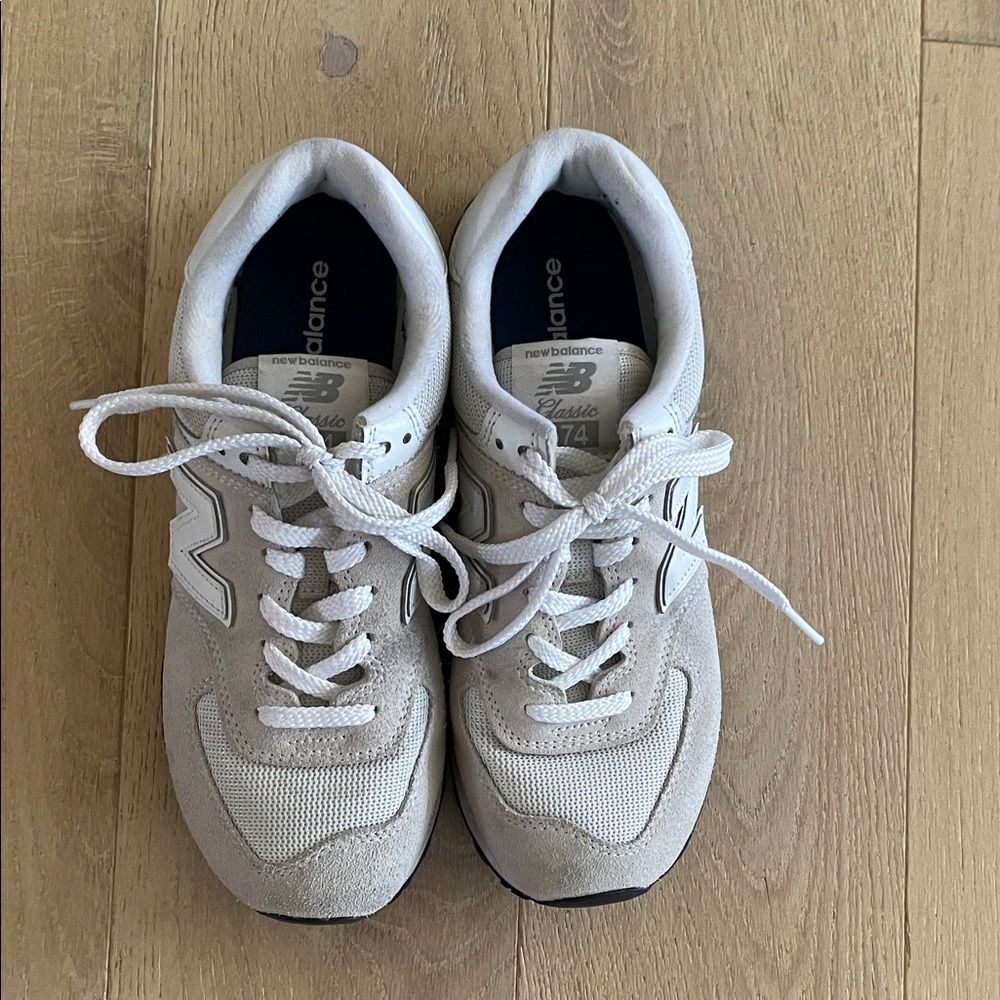 New Balance Off-White and Gray Sneakers